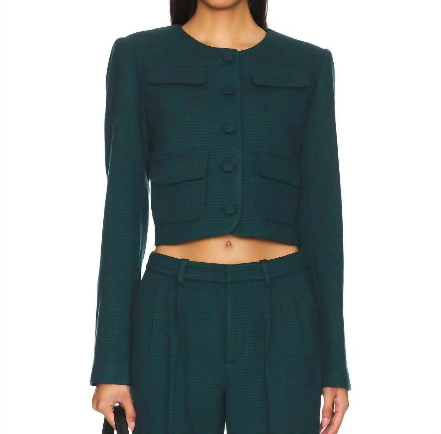 Emily Jacket In Juniper Houndstooth