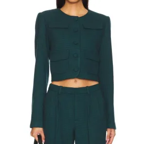 Emily Jacket In Juniper Houndstooth