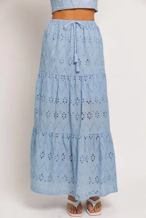 Enchanting Eyelet Skirt In Blue