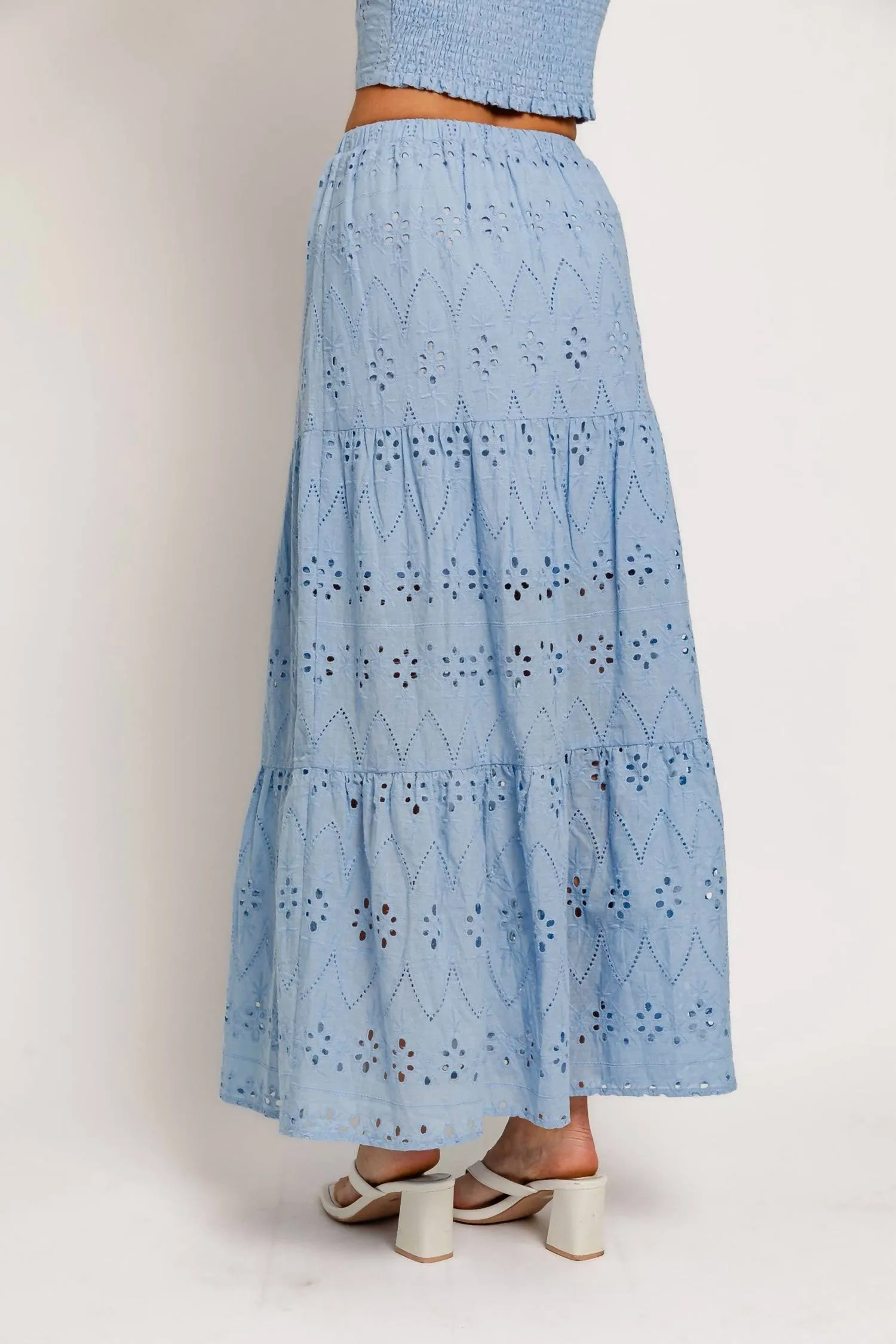 Enchanting Eyelet Skirt In Blue