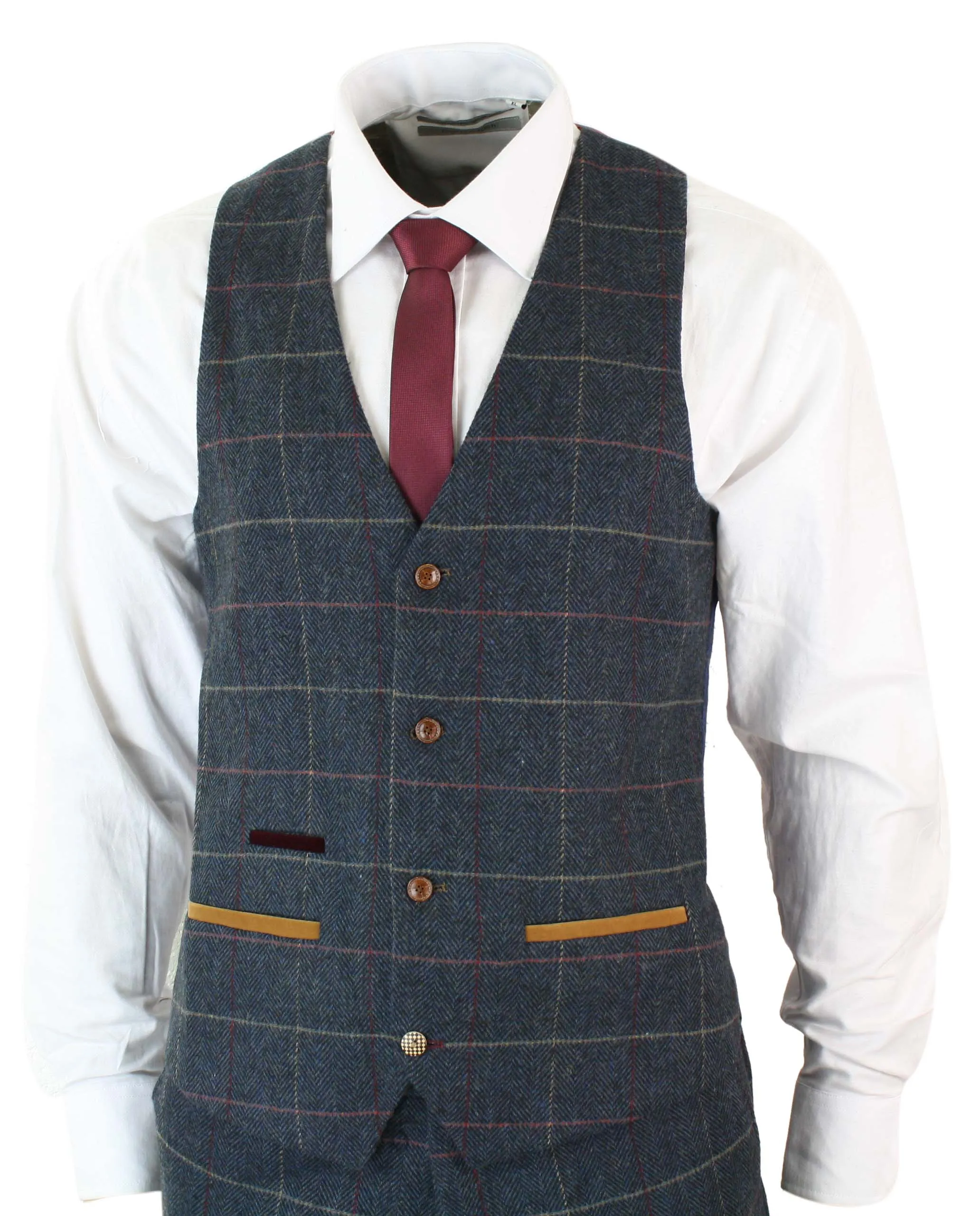 Eton Navy Blue Wine Check 3 Piece Suit