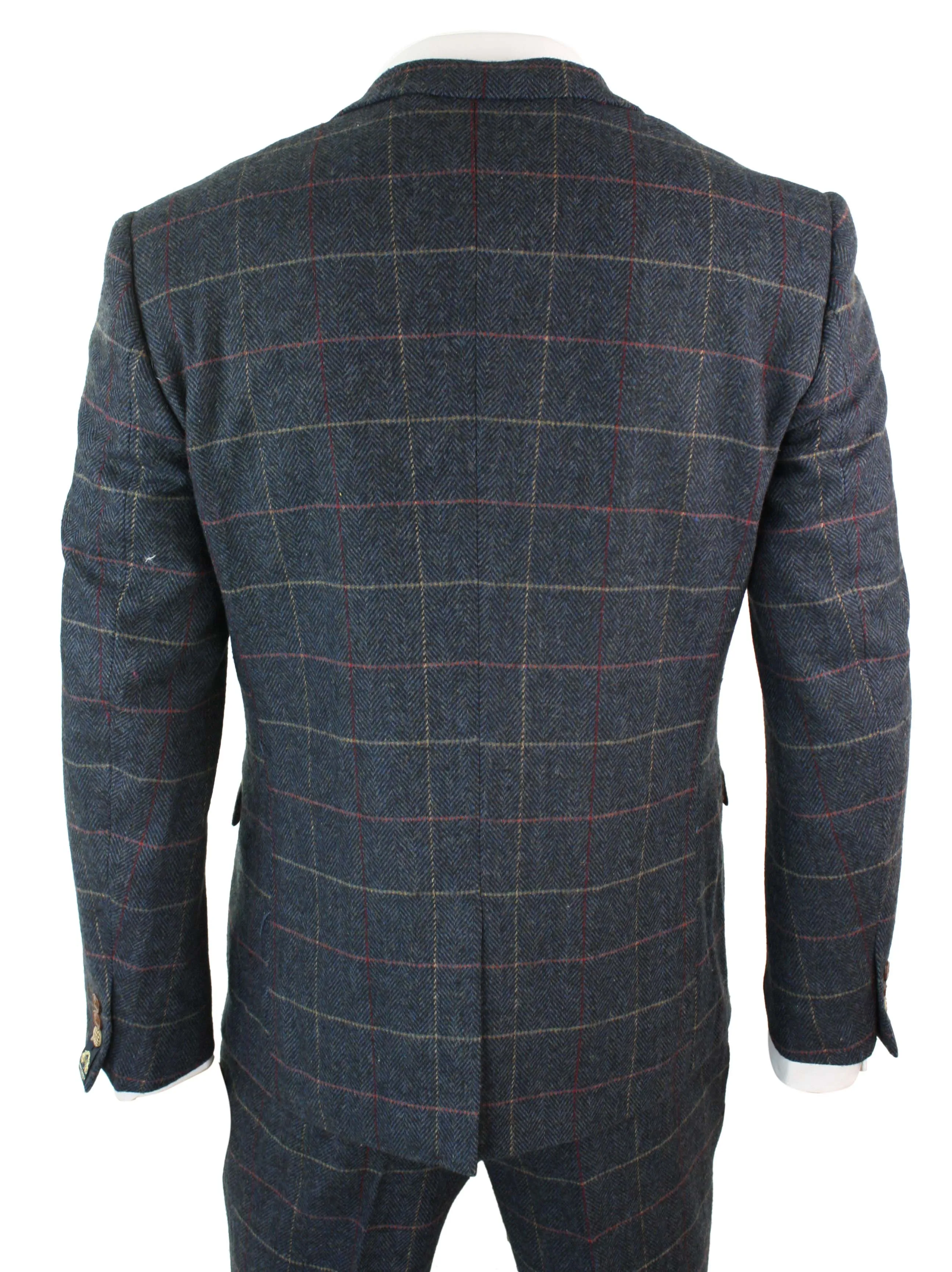 Eton Navy Blue Wine Check 3 Piece Suit