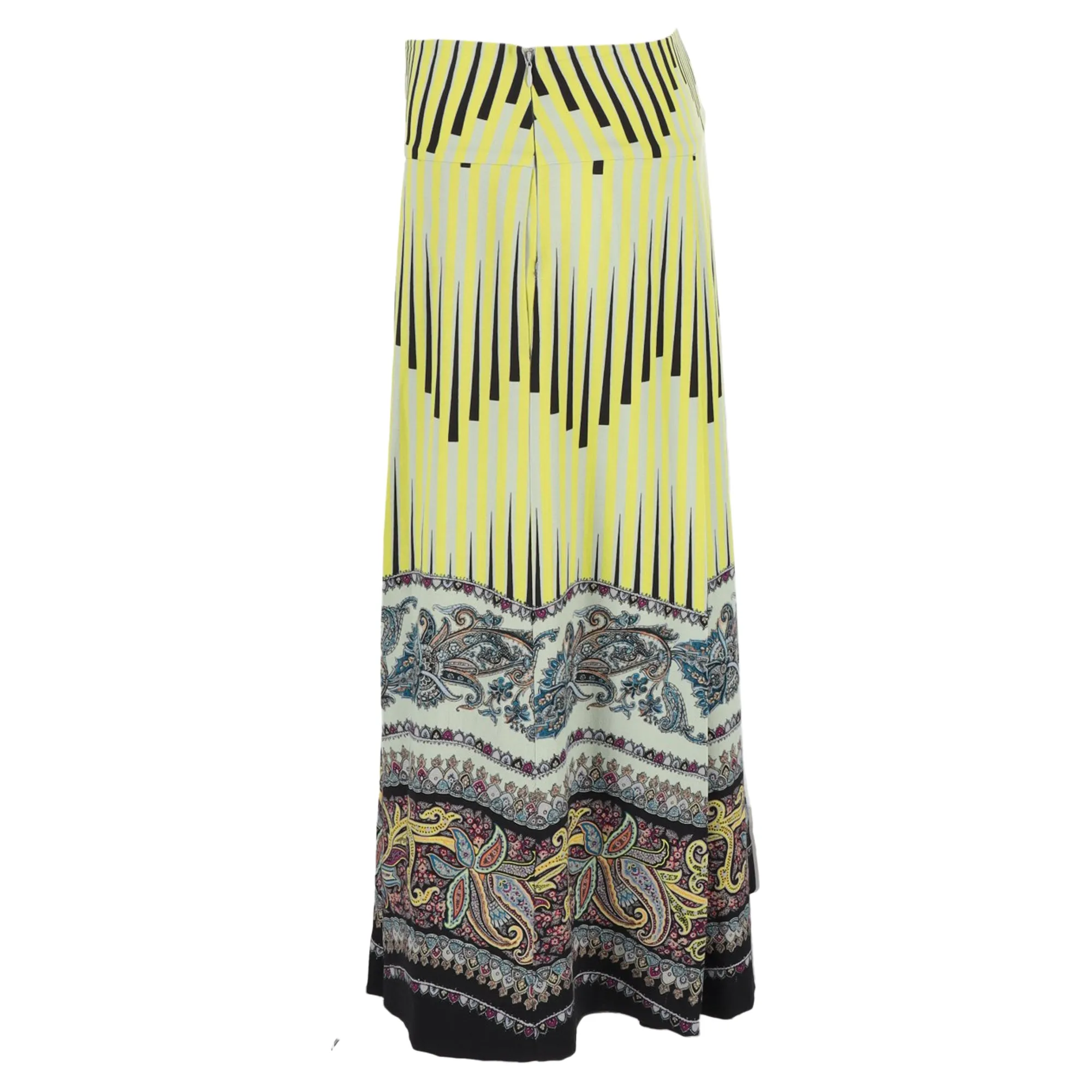 Etro Pleated Printed Crepe Midi Skirt in Multicolor Wool