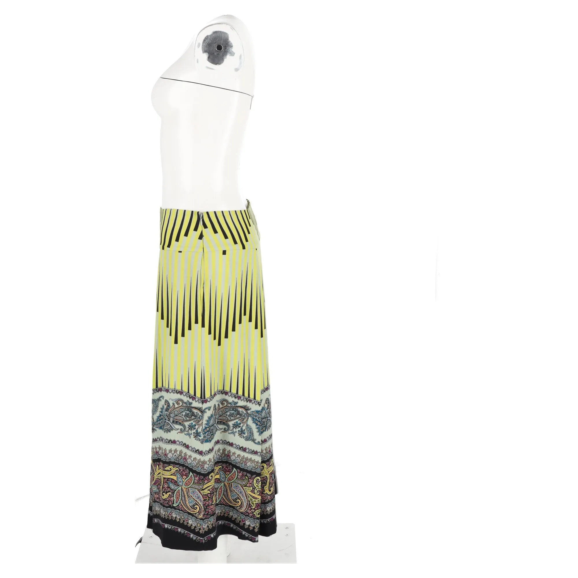 Etro Pleated Printed Crepe Midi Skirt in Multicolor Wool