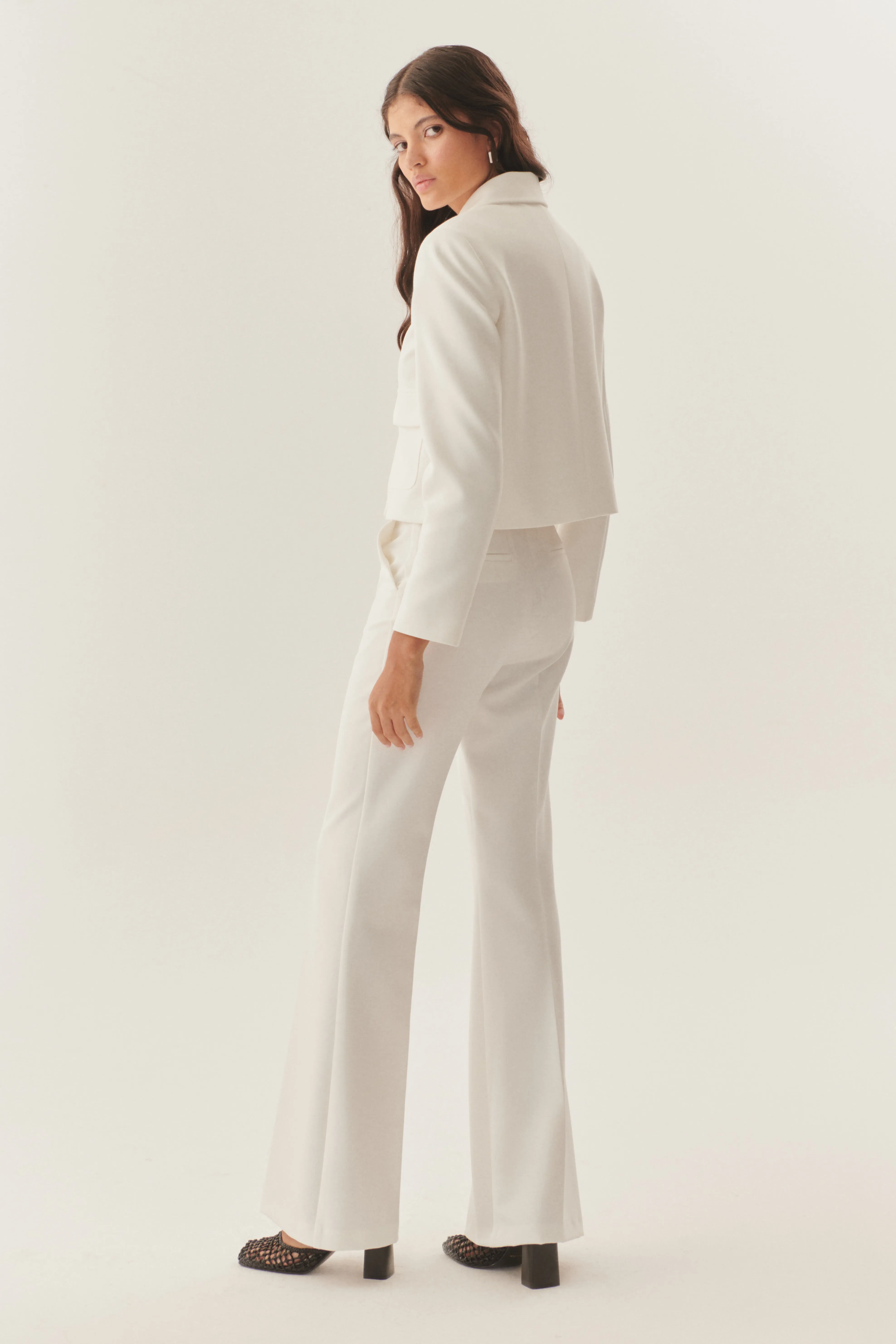 Exquise Tessa White Jacket With Patch Pocket Detail