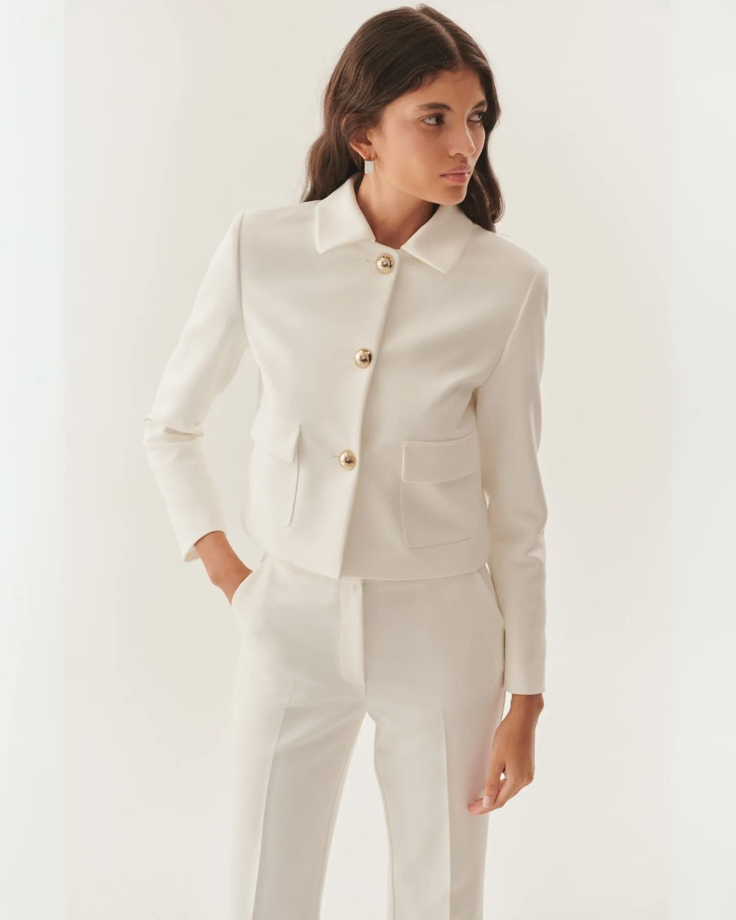 Exquise Tessa White Jacket With Patch Pocket Detail