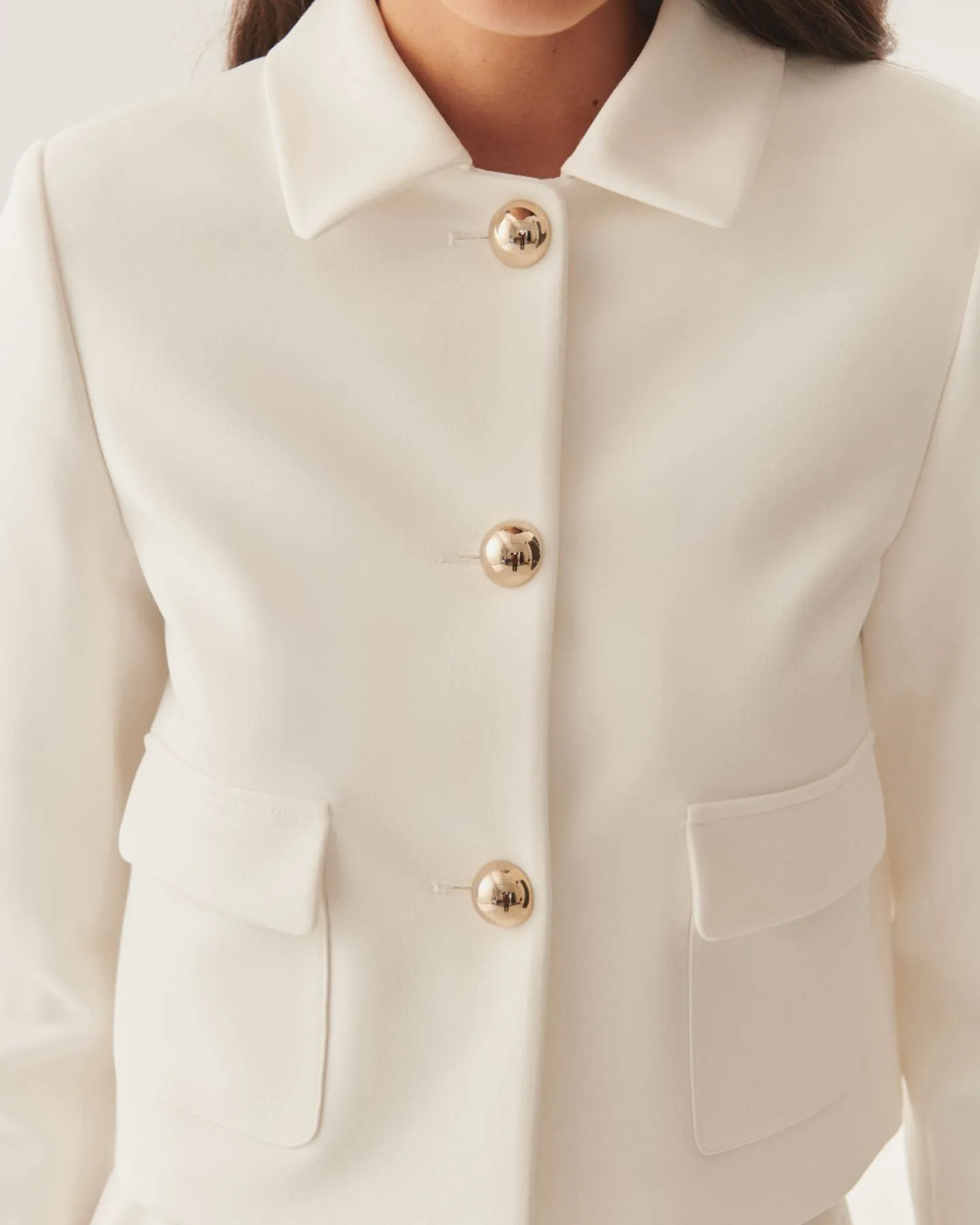 Exquise Tessa White Jacket With Patch Pocket Detail