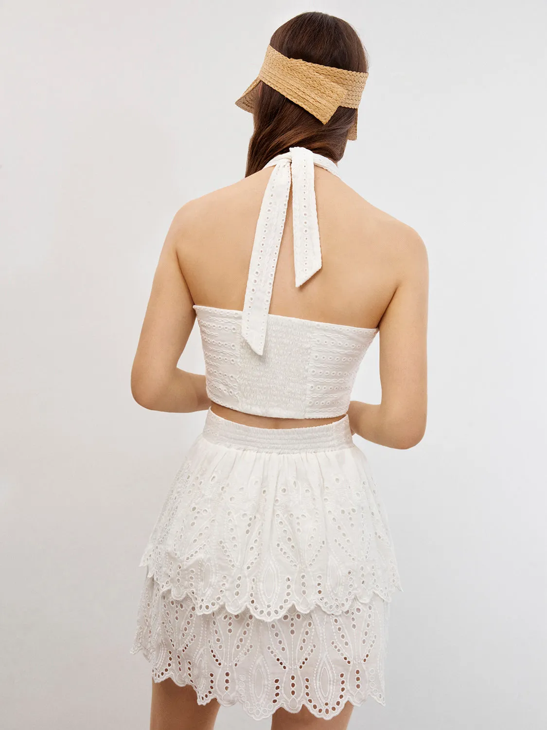 Eyelet Mini Skirt