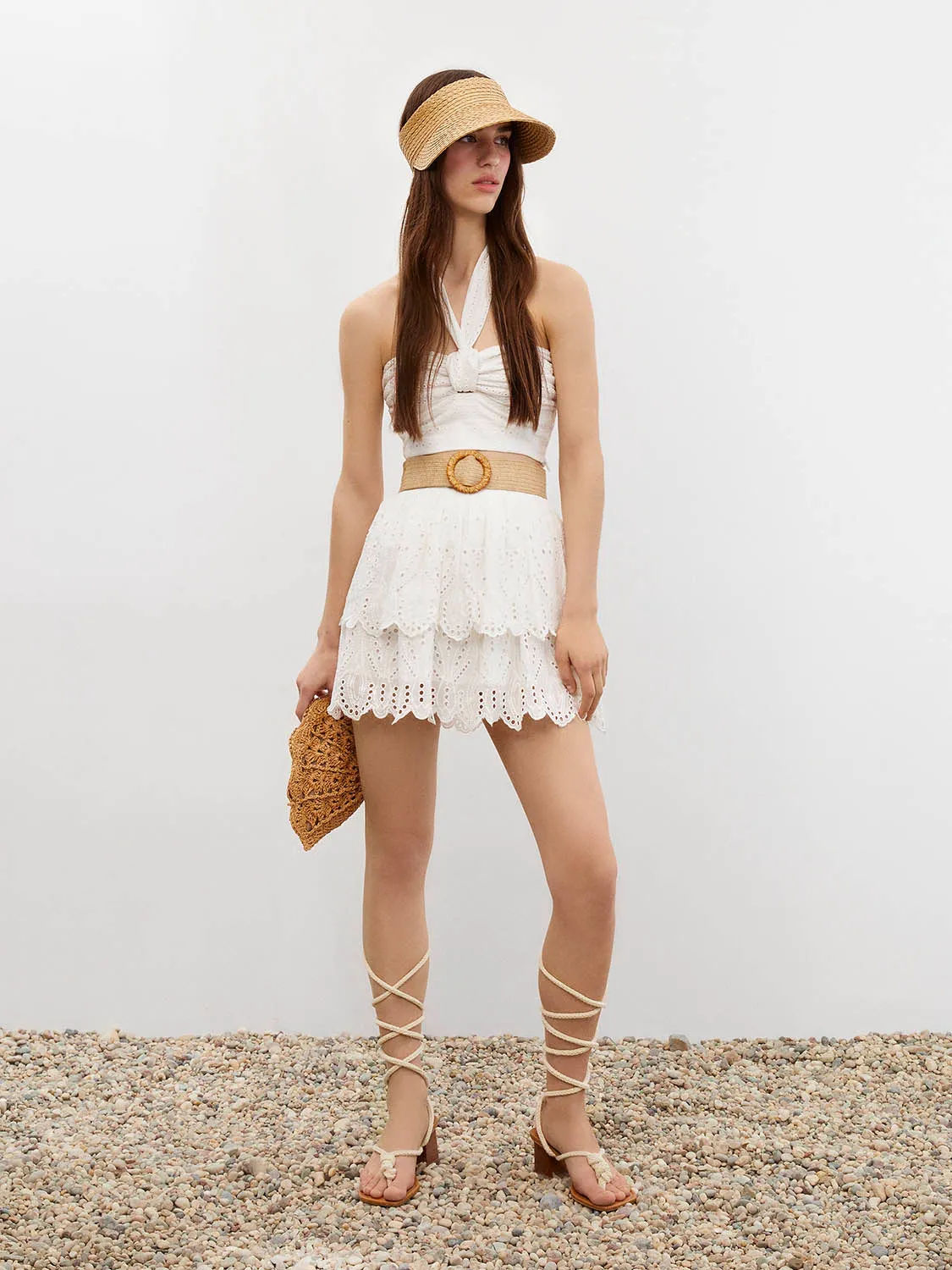 Eyelet Mini Skirt