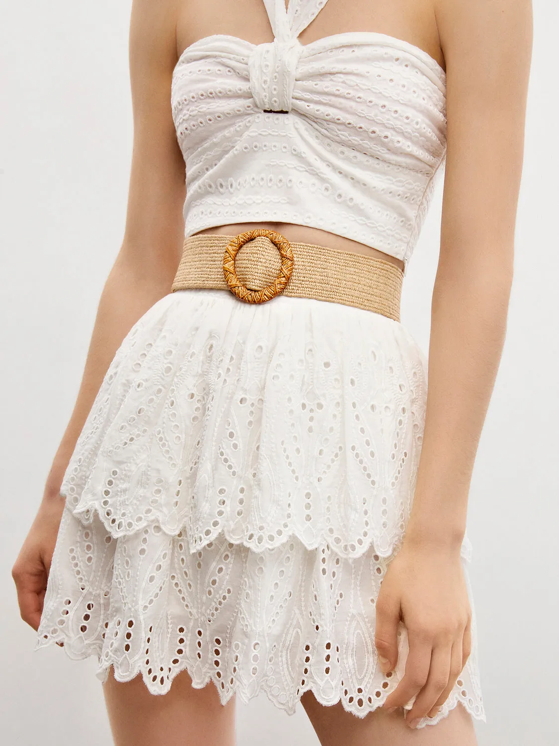 Eyelet Mini Skirt