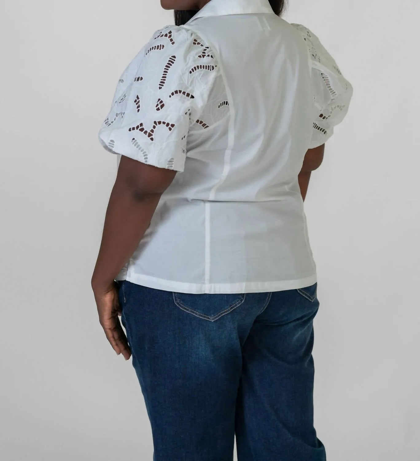 Eyelet Sleeves Shirt In White