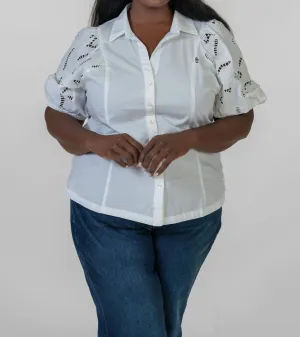 Eyelet Sleeves Shirt In White