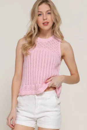 FASHNZFAB Women's Sleeveless Crochet Spring Sweater
