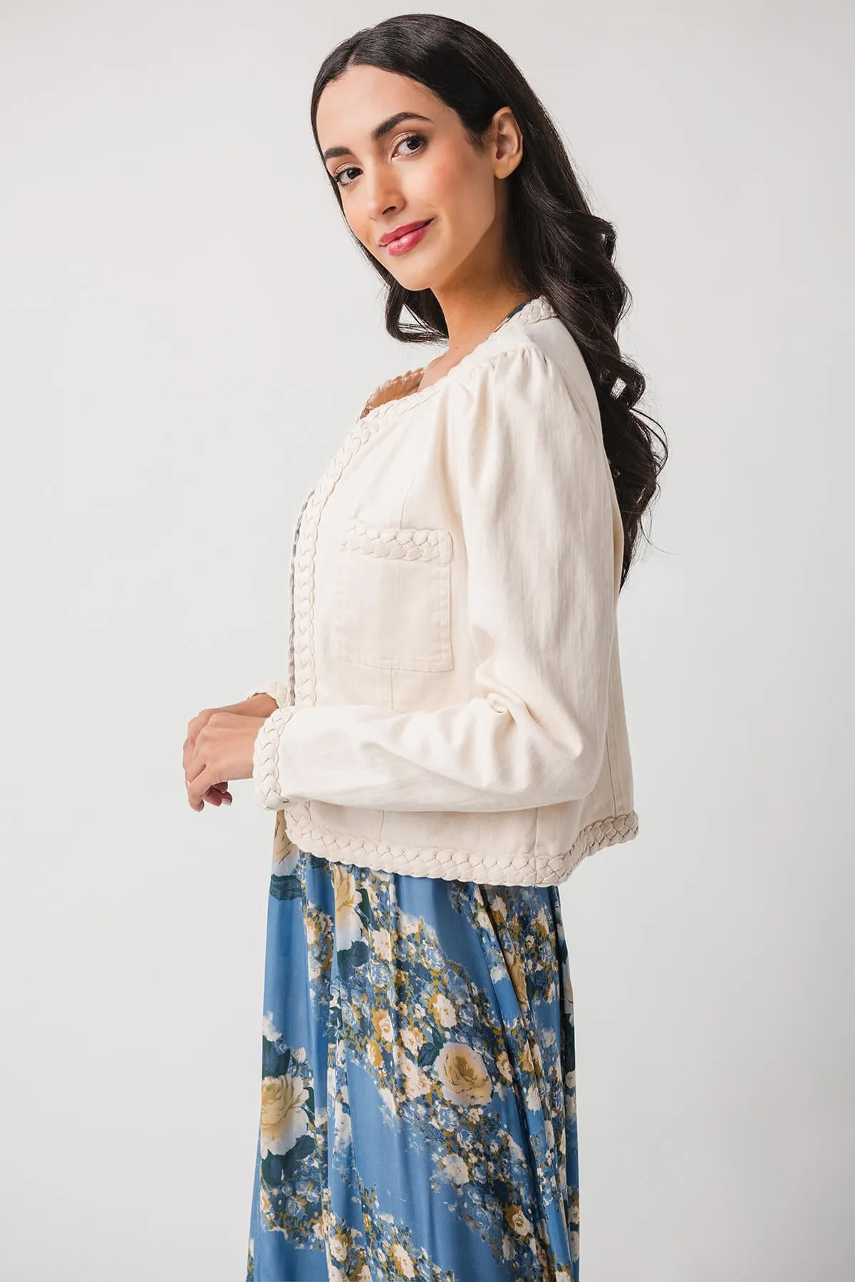 Fate Braided Trim Denim Jacket