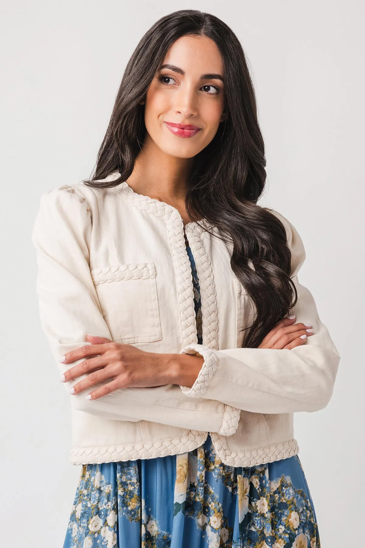 Fate Braided Trim Denim Jacket