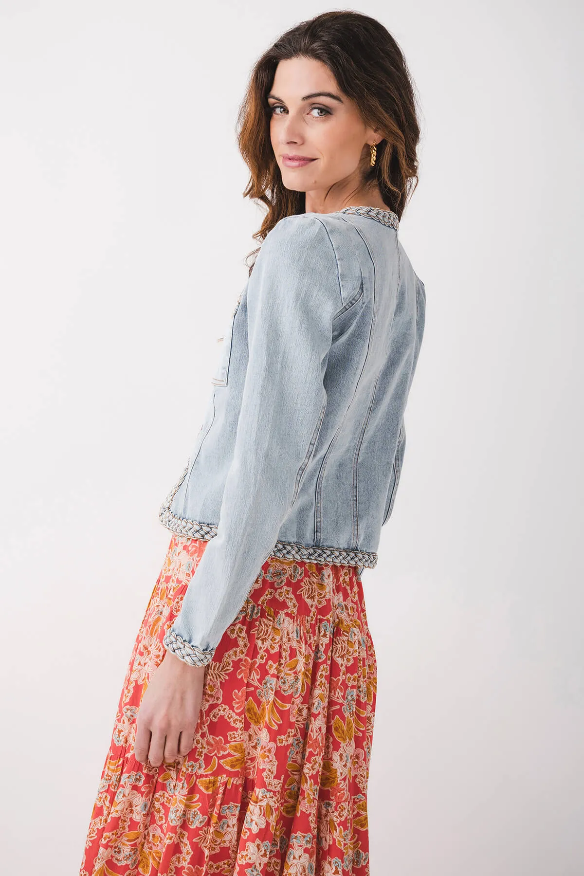 Fate Braided Trim Denim Jacket