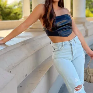 Faux Leather Bandana Top In Black
