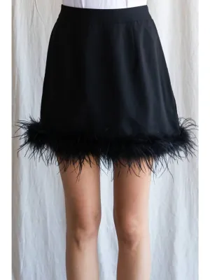 Feather Mini Skirt In Black