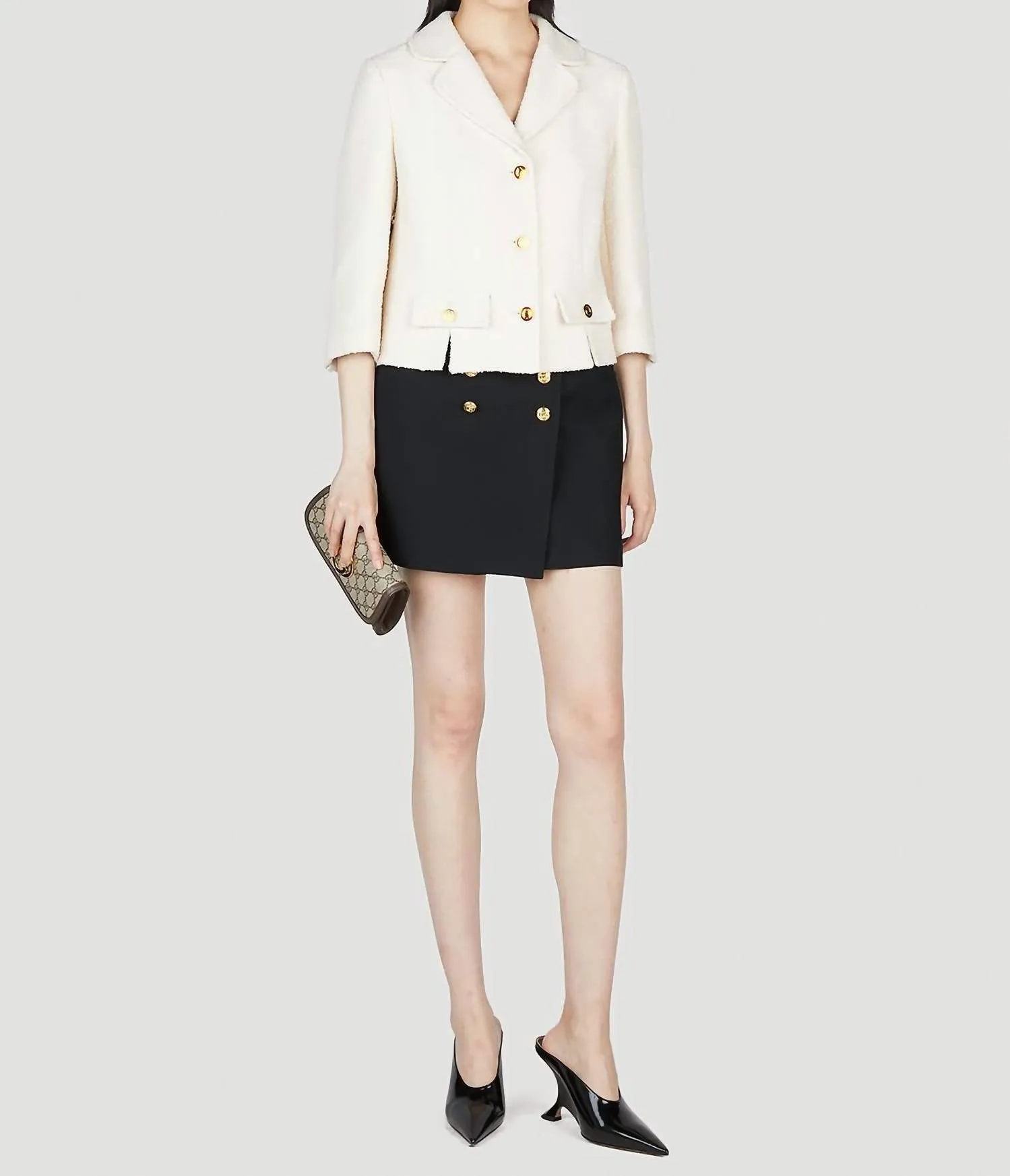 Fine Boucle Jacket In Raw Ivory