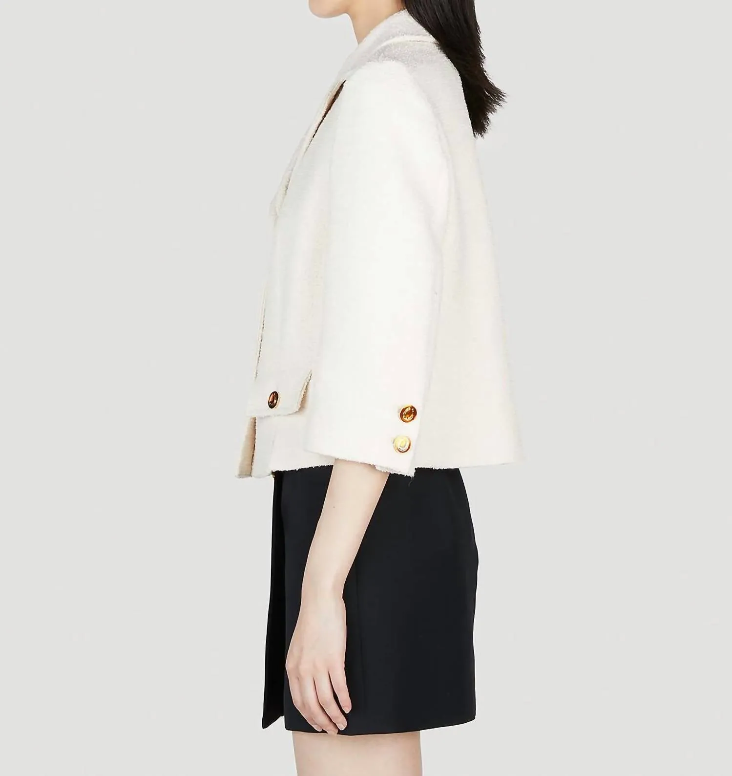 Fine Boucle Jacket In Raw Ivory