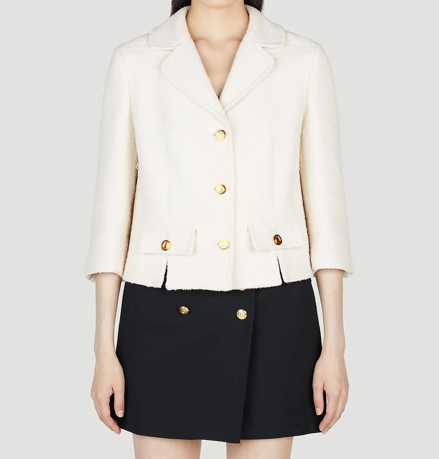 Fine Boucle Jacket In Raw Ivory