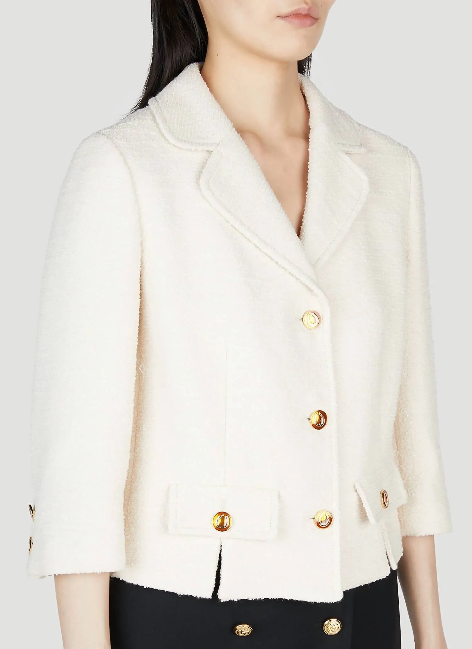 Fine Boucle Jacket In Raw Ivory