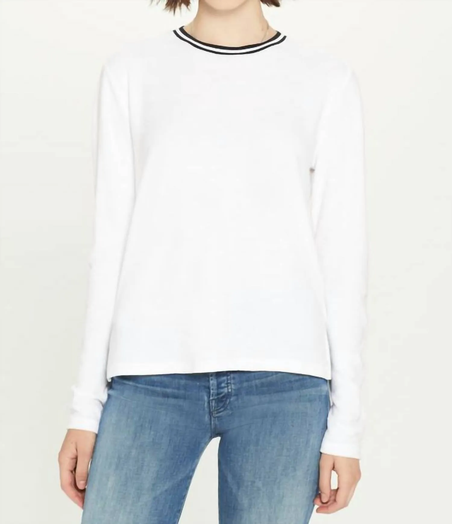 Fine Terry Ringer Long Sleeve Tee In Tipped White