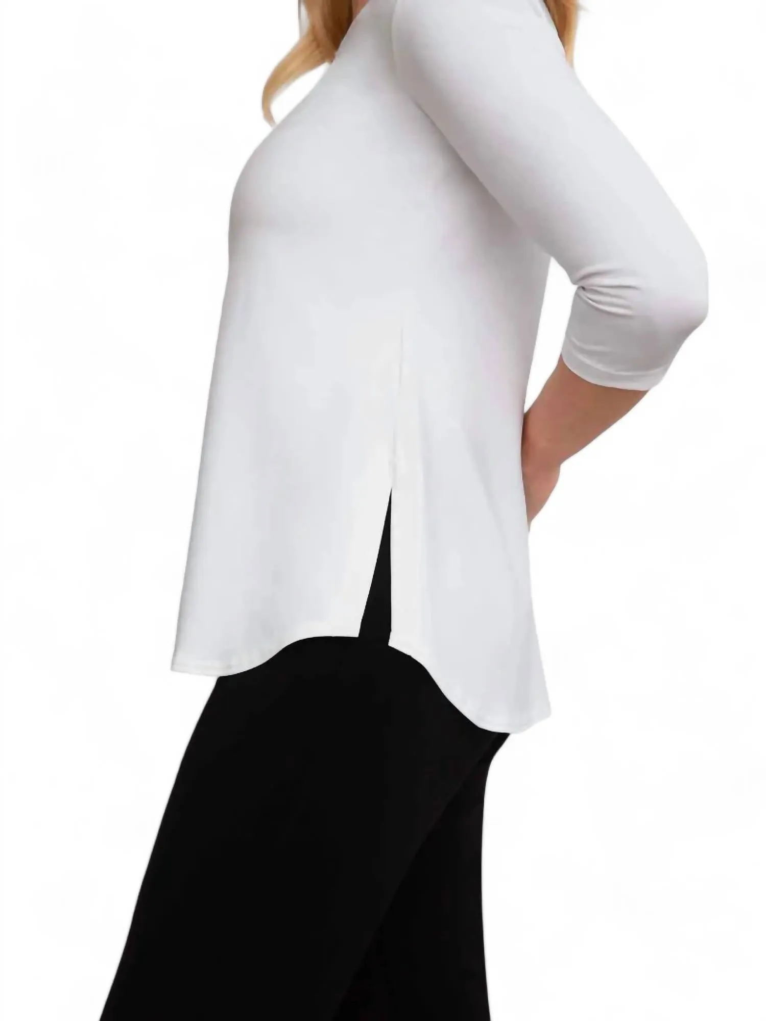 Go To Classic Relax 3/4 Sleeve Top In Ivory