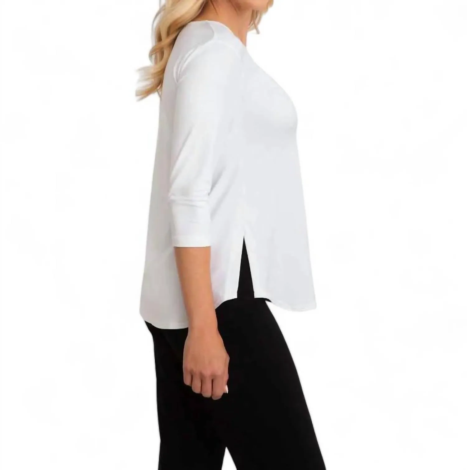 Go To Classic Relax 3/4 Sleeve Top In Ivory