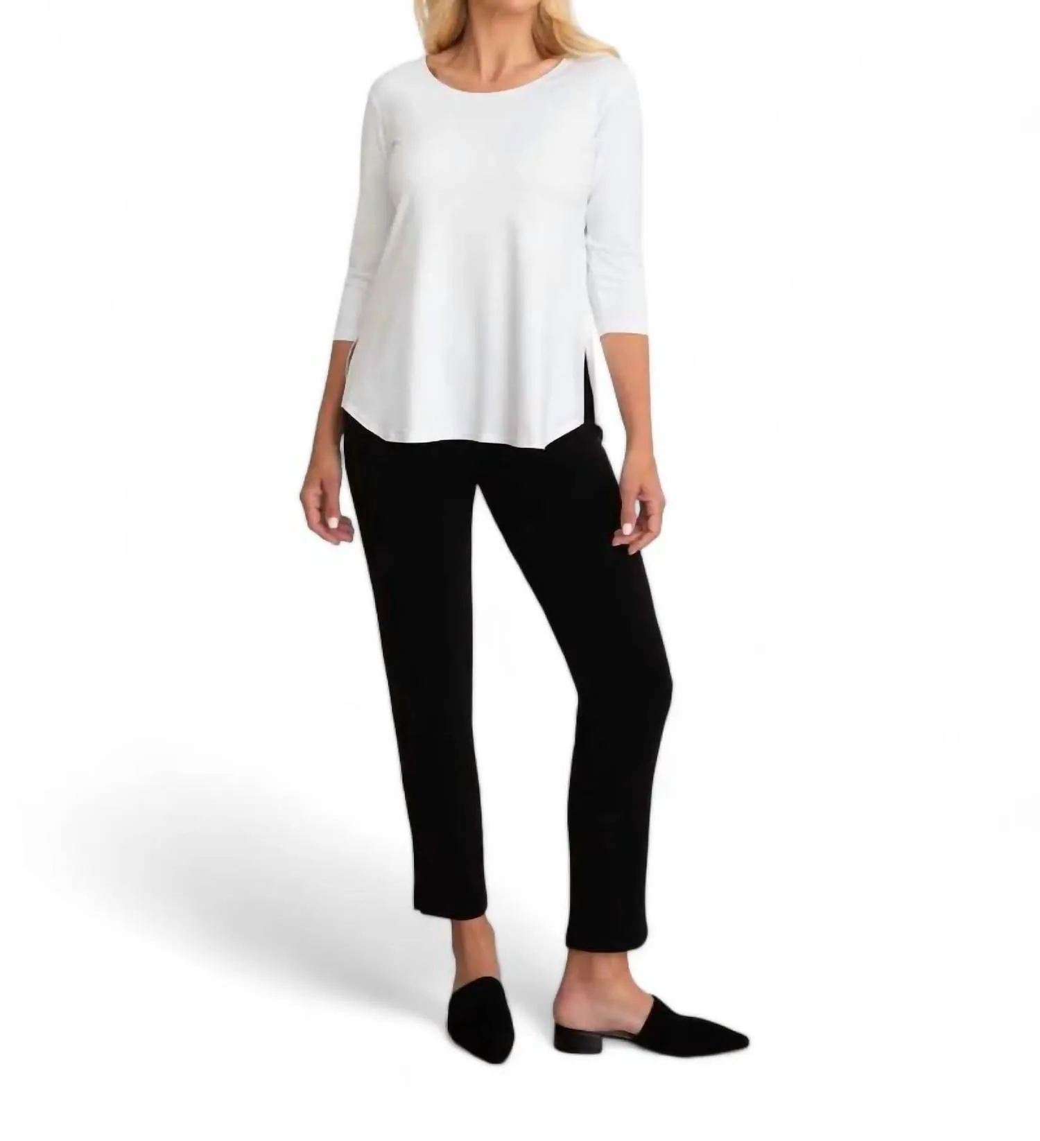 Go To Classic Relax 3/4 Sleeve Top In Ivory