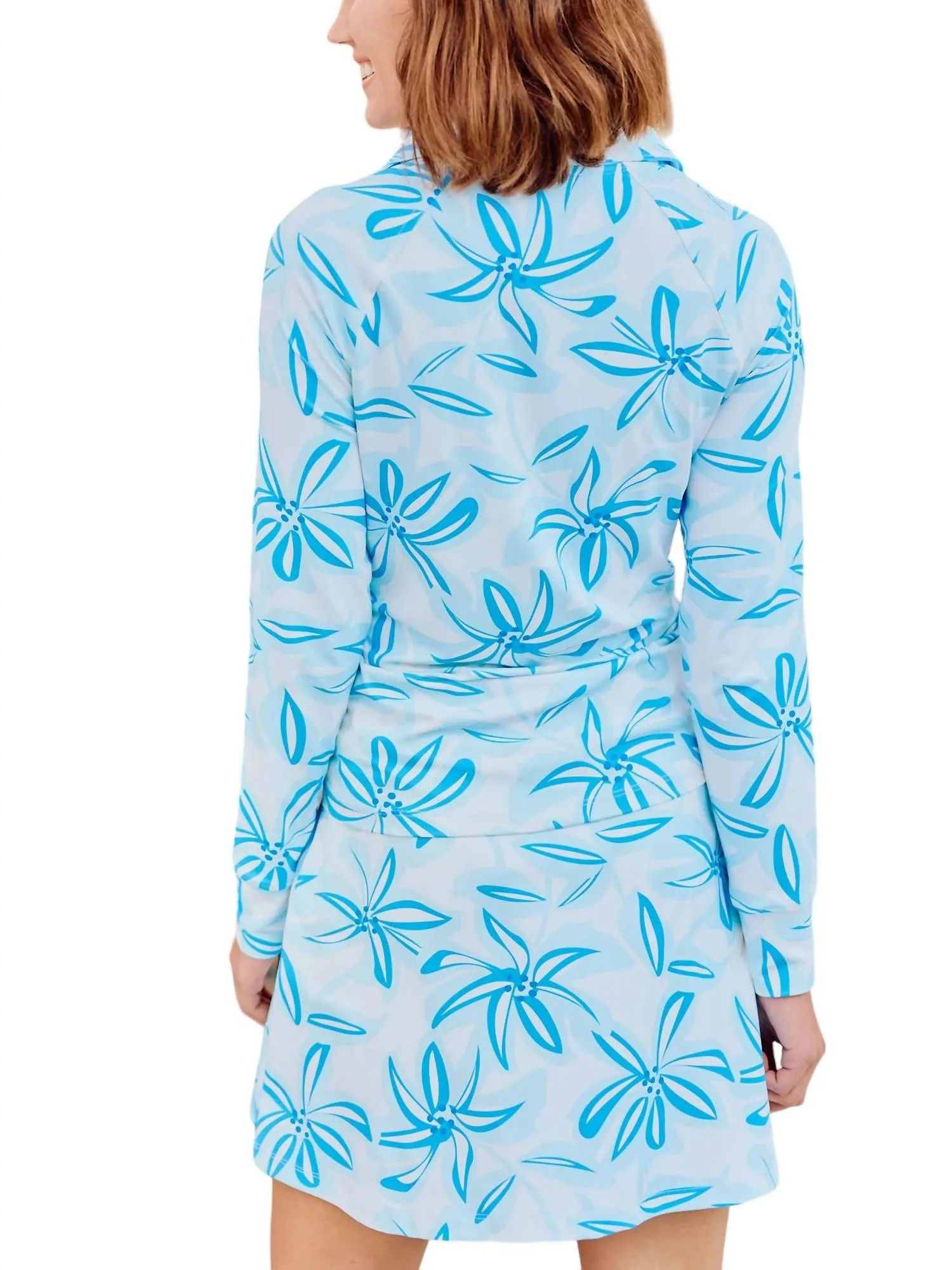 Hamptons Half Zip Long Sleeve Upf 50 Top In Tiki Time