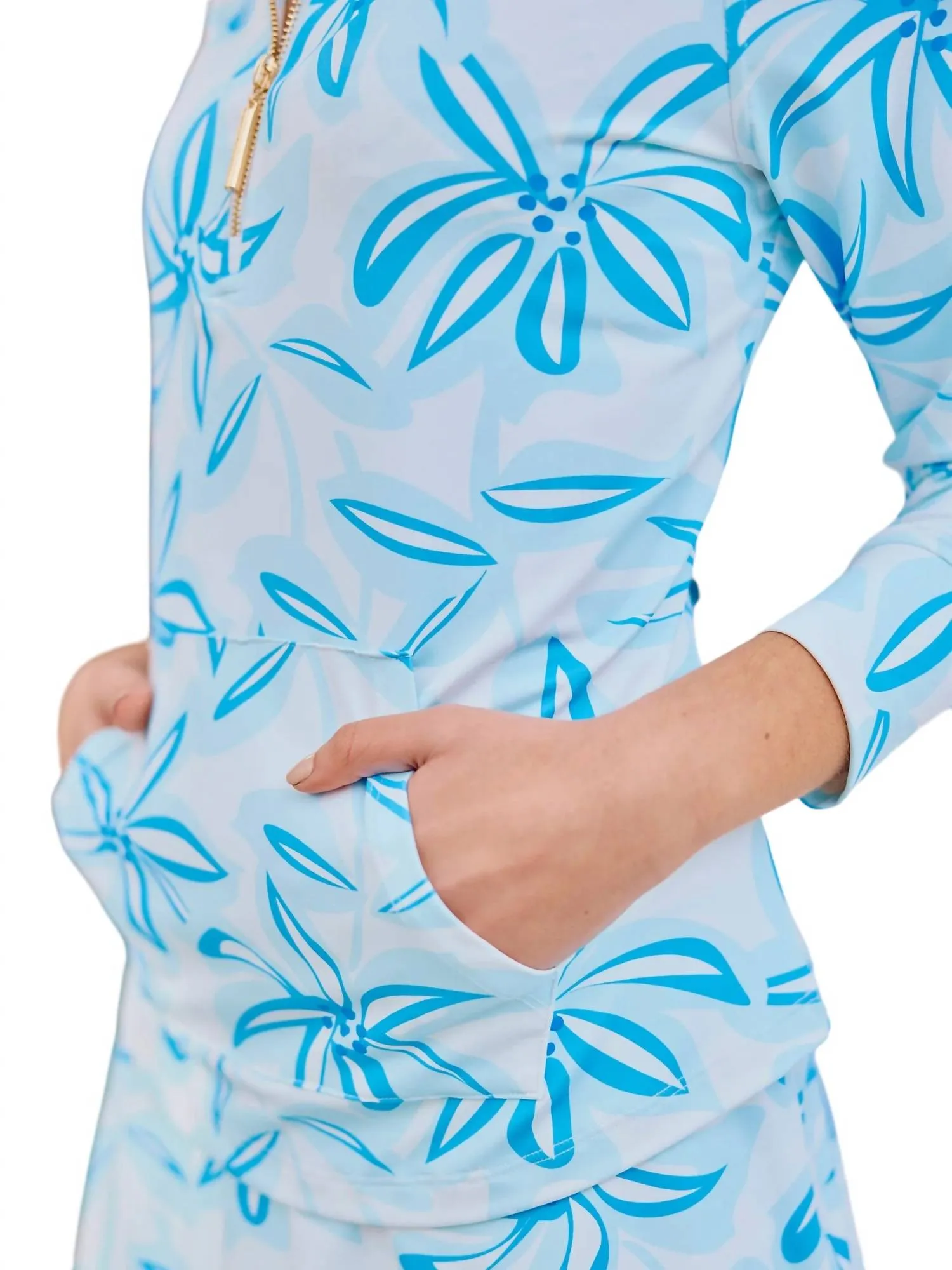 Hamptons Half Zip Long Sleeve Upf 50 Top In Tiki Time