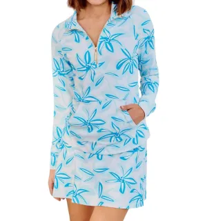 Hamptons Half Zip Long Sleeve Upf 50 Top In Tiki Time