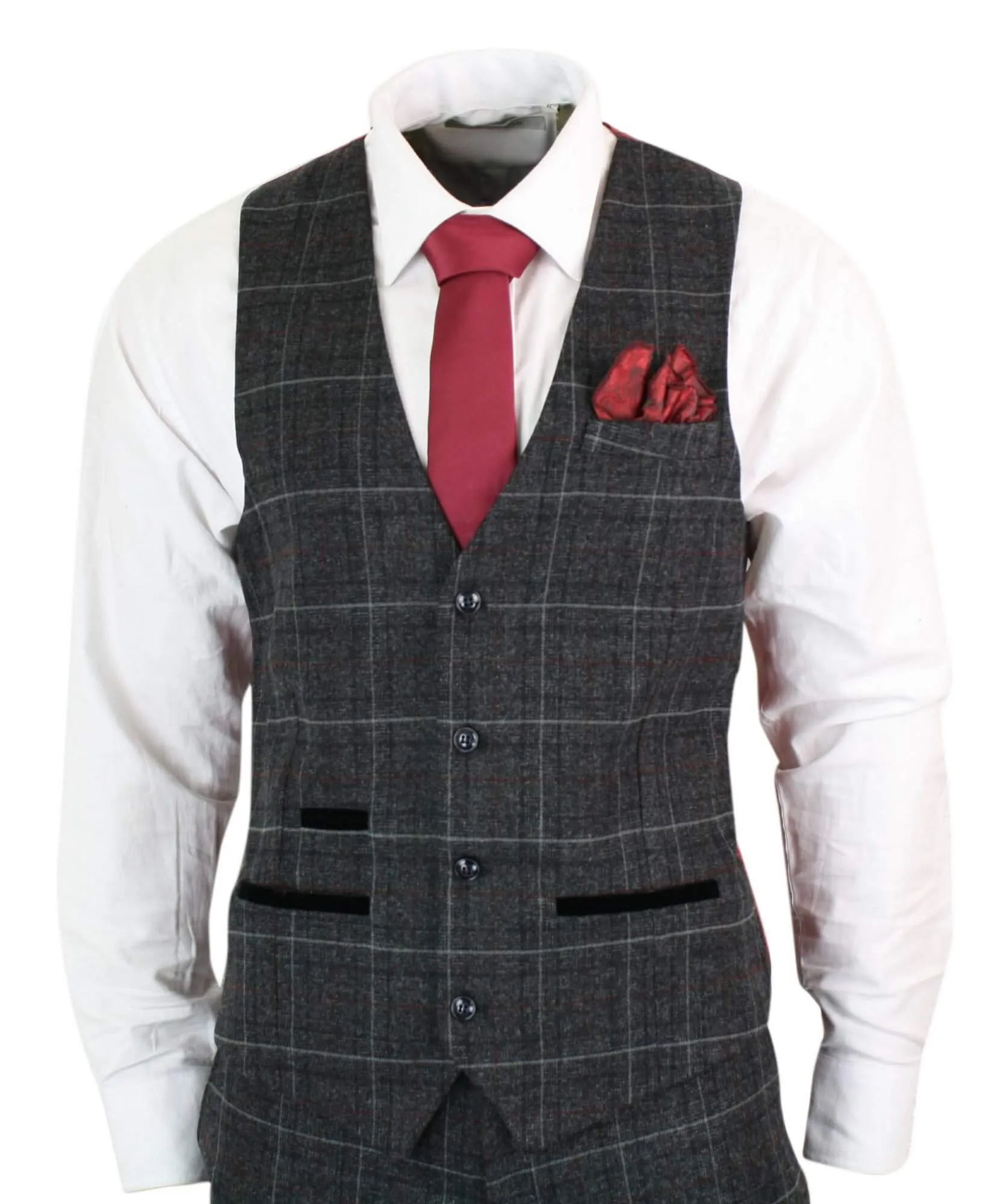 Harvey Grey 3 Piece Tweed Suit Herringbone