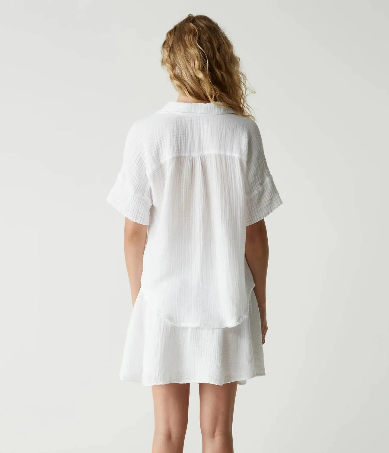 Havana Smocked Gauze Skirt In White