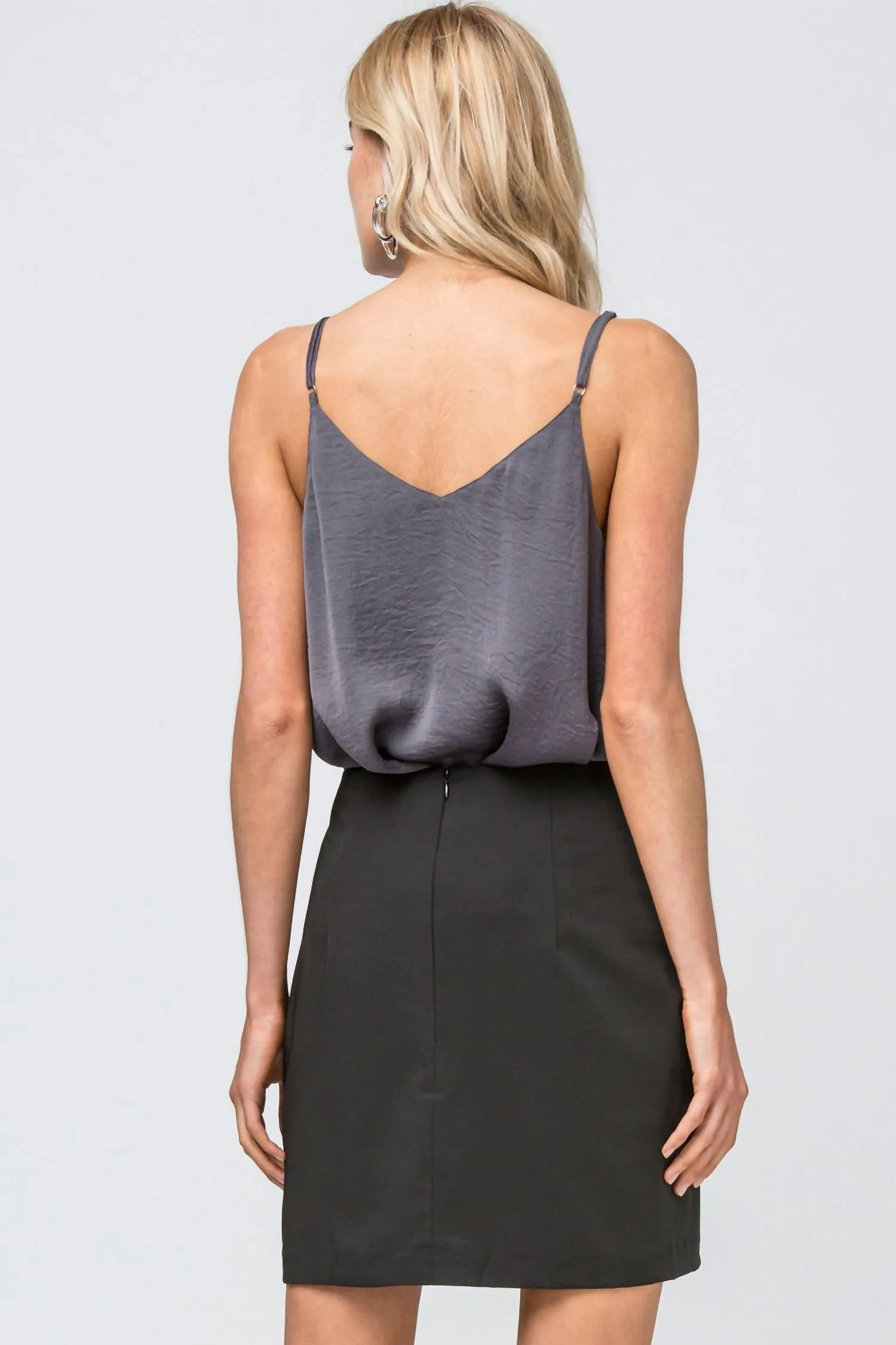 High Waist Grommet Mini Skirt In Black