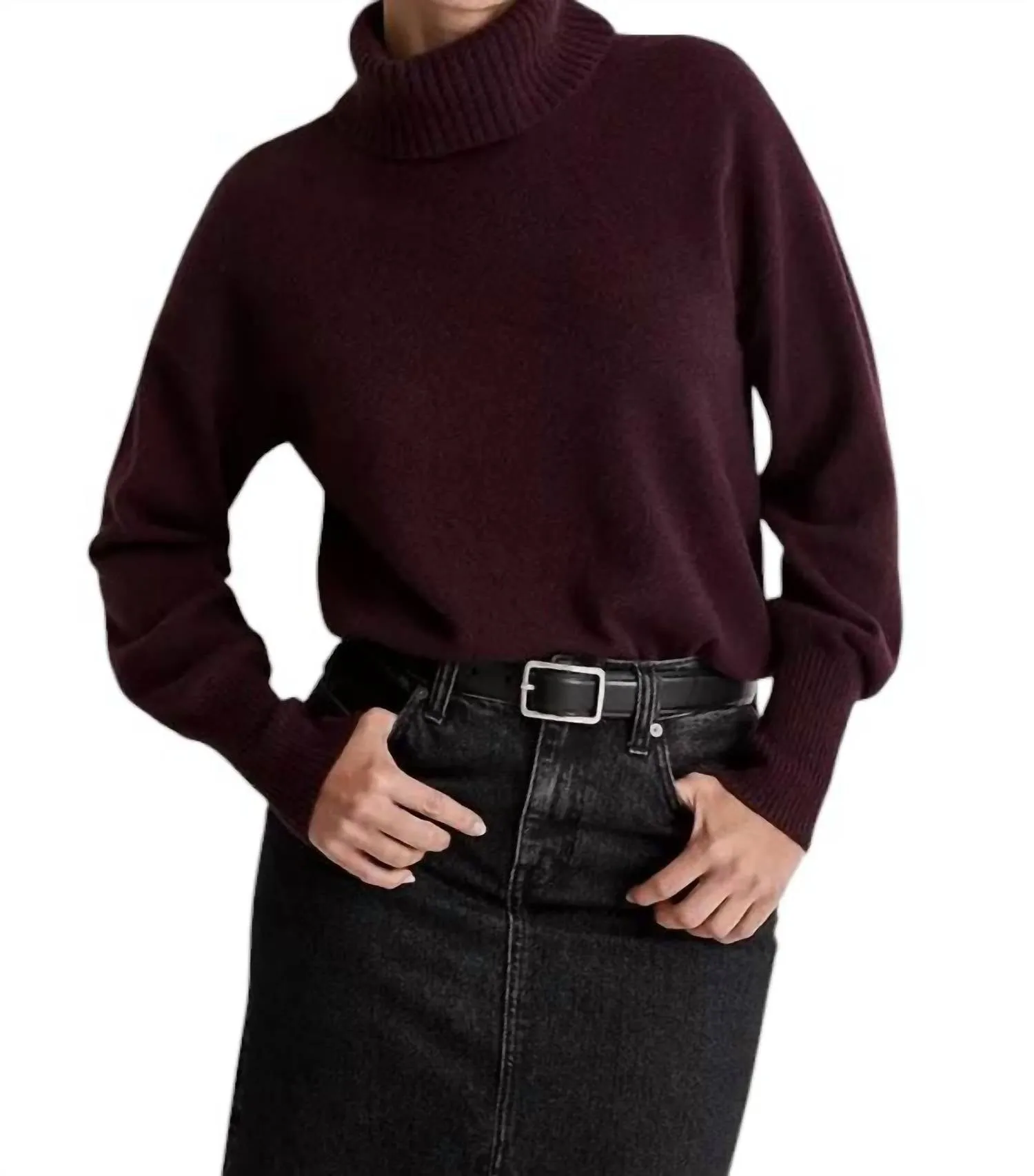Hilda Turtleneck Sweater In Burgundy