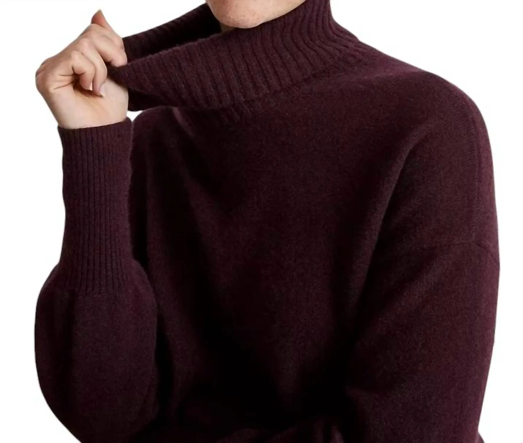 Hilda Turtleneck Sweater In Burgundy