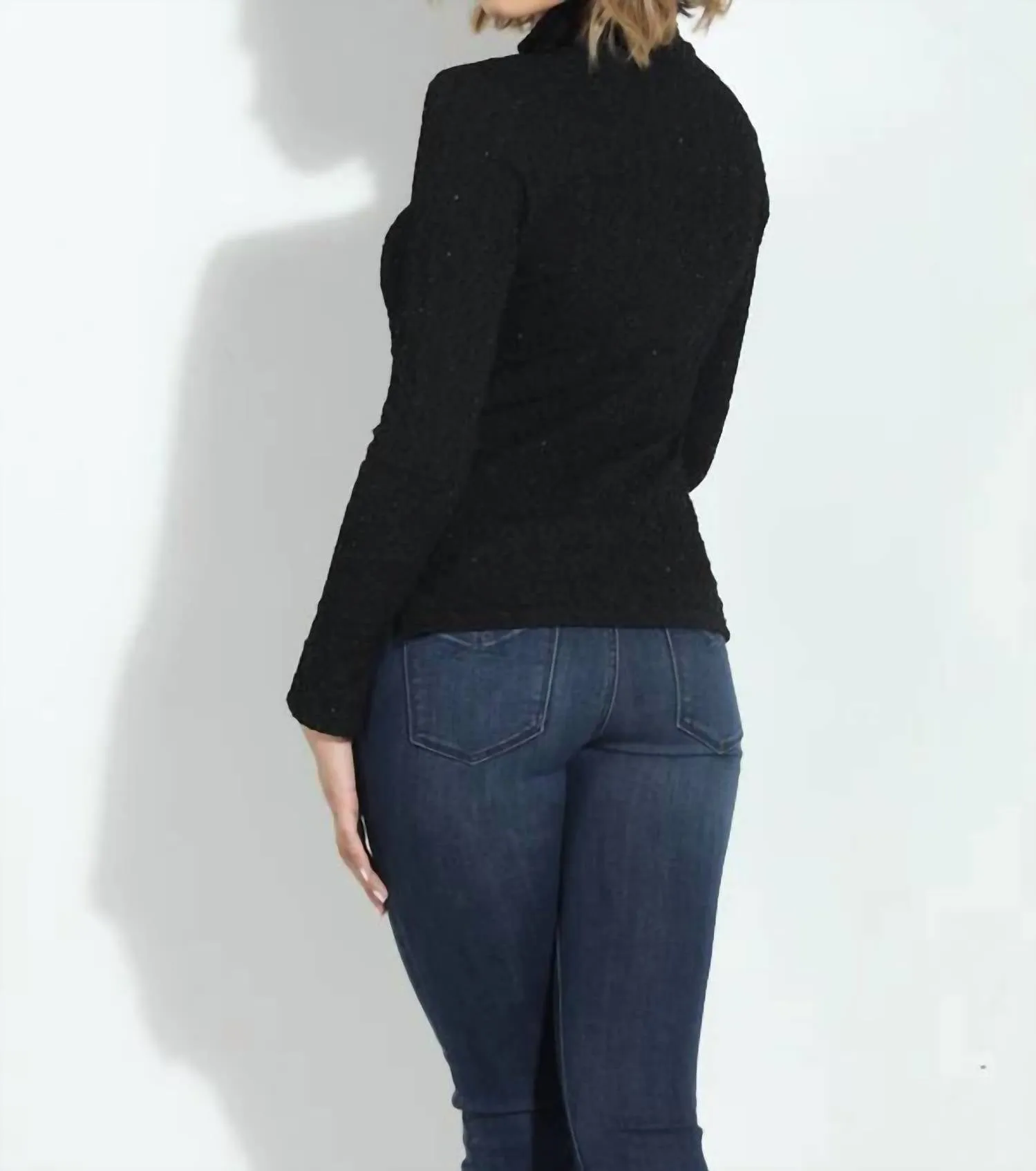 Holiday Turtle Neck Long Sleeve Tee Top In Fastima Sparkle