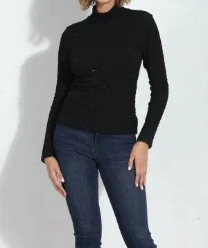 Holiday Turtle Neck Long Sleeve Tee Top In Fastima Sparkle