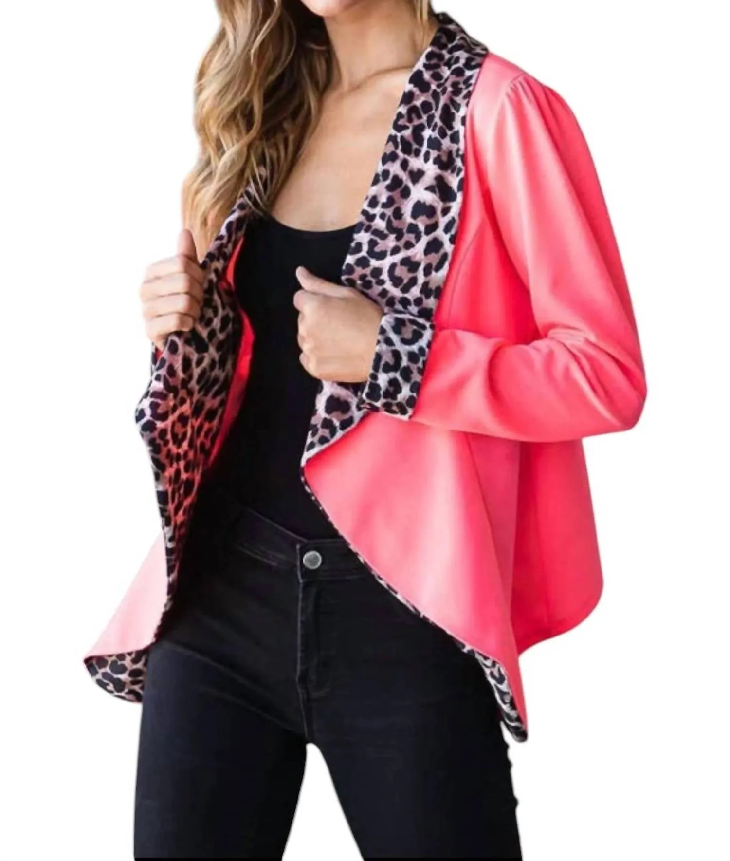 Hot Shot Blazer Jacket In Hot Pink Cheetah