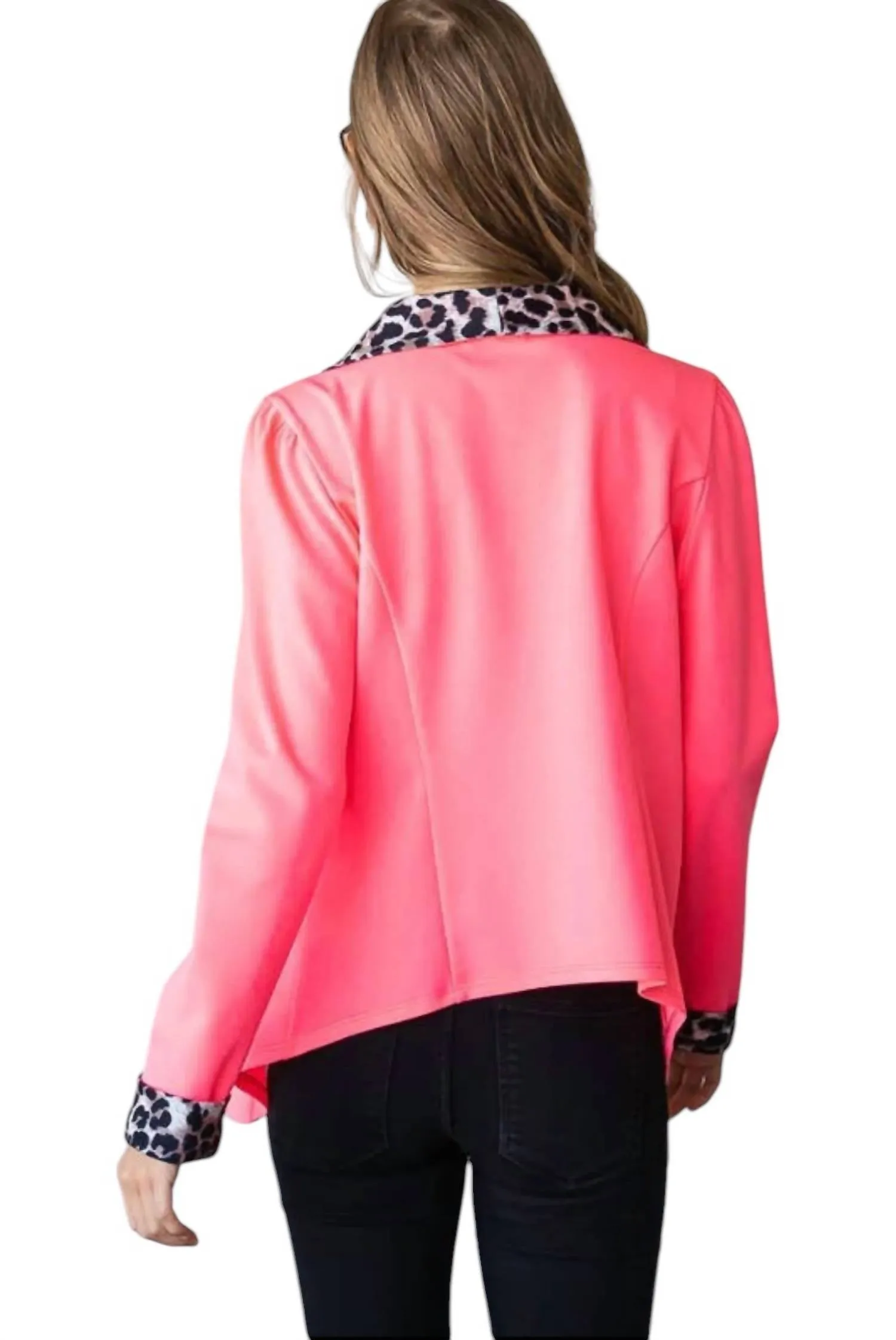 Hot Shot Blazer Jacket In Hot Pink Cheetah
