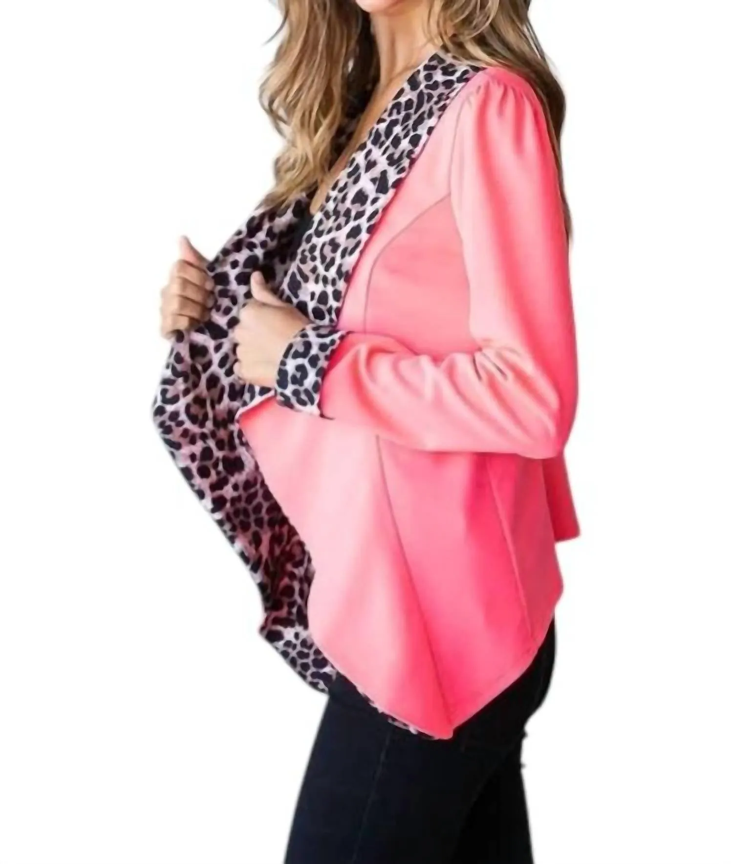 Hot Shot Blazer Jacket In Hot Pink Cheetah