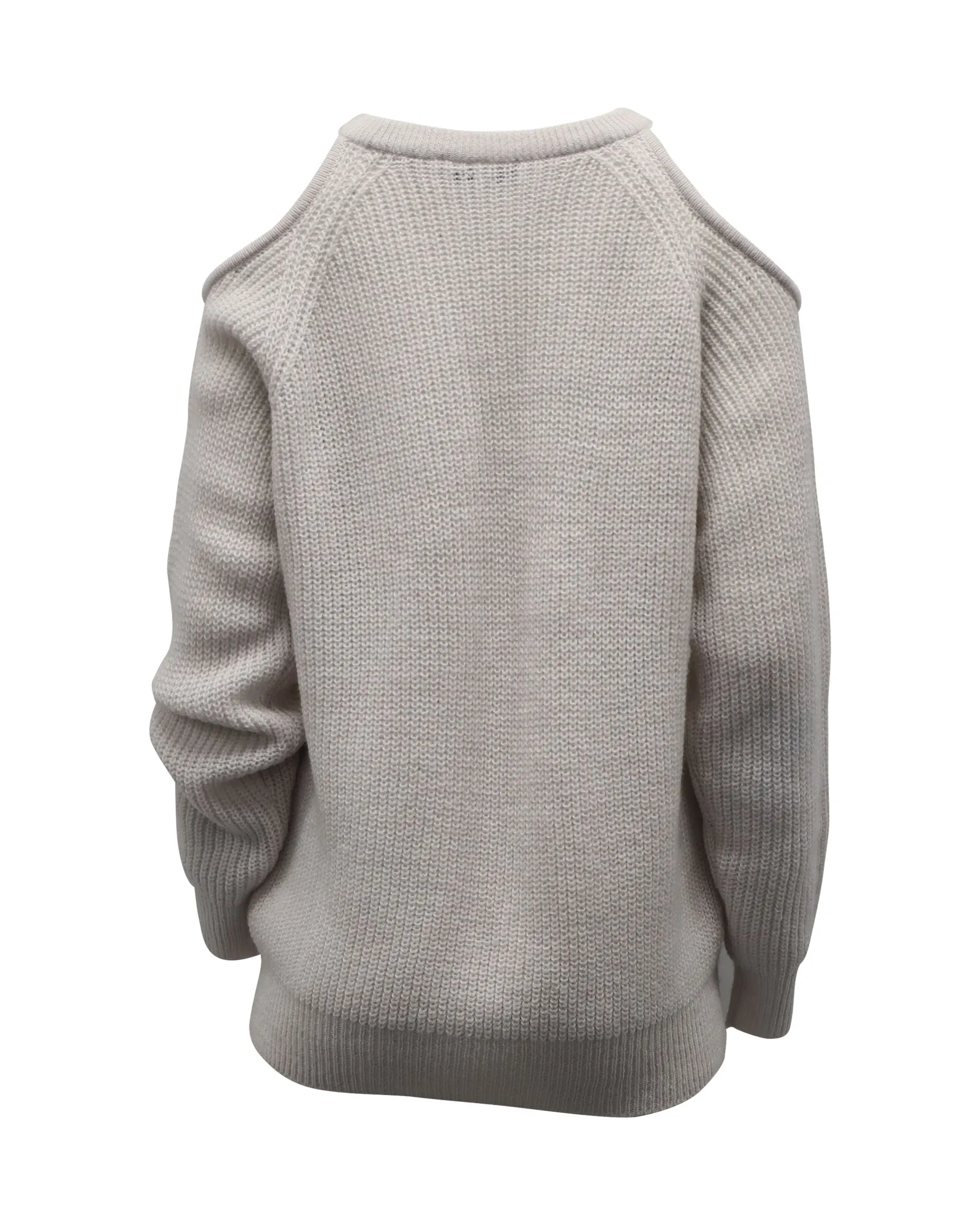 Iro Lineisy Cold Shoulder Ribbed Knit Sweater in Light Beige Acrylic
