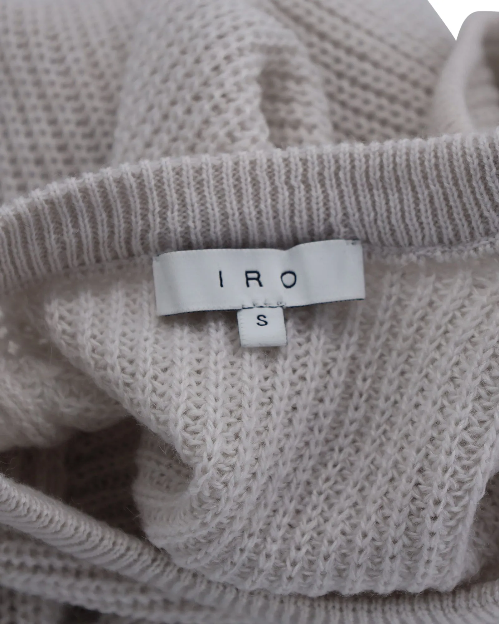 Iro Lineisy Cold Shoulder Ribbed Knit Sweater in Light Beige Acrylic