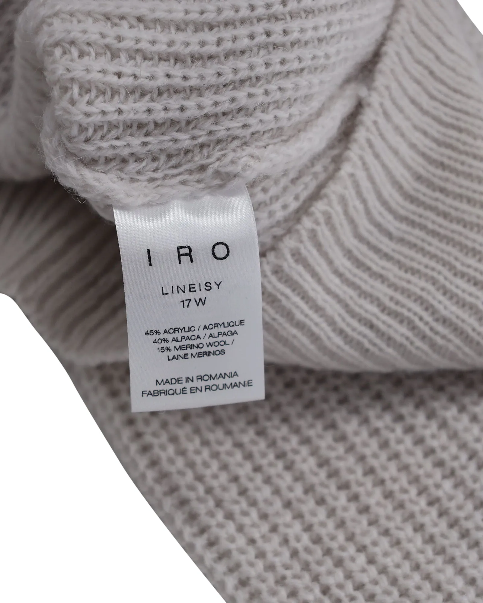 Iro Lineisy Cold Shoulder Ribbed Knit Sweater in Light Beige Acrylic