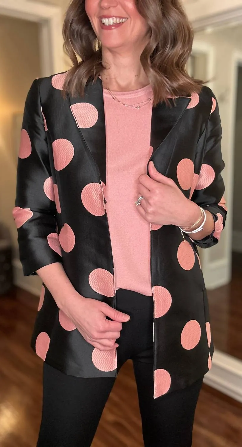 Jacket With Blush Circles In Black Polka
