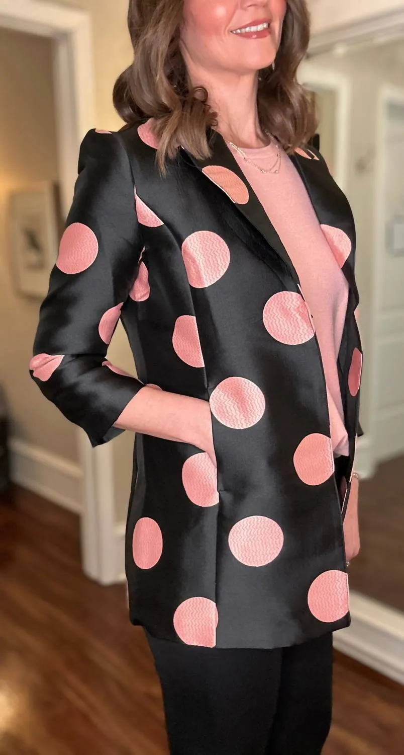 Jacket With Blush Circles In Black Polka