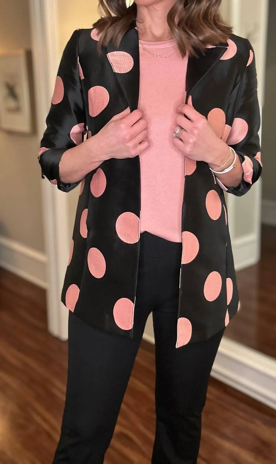 Jacket With Blush Circles In Black Polka