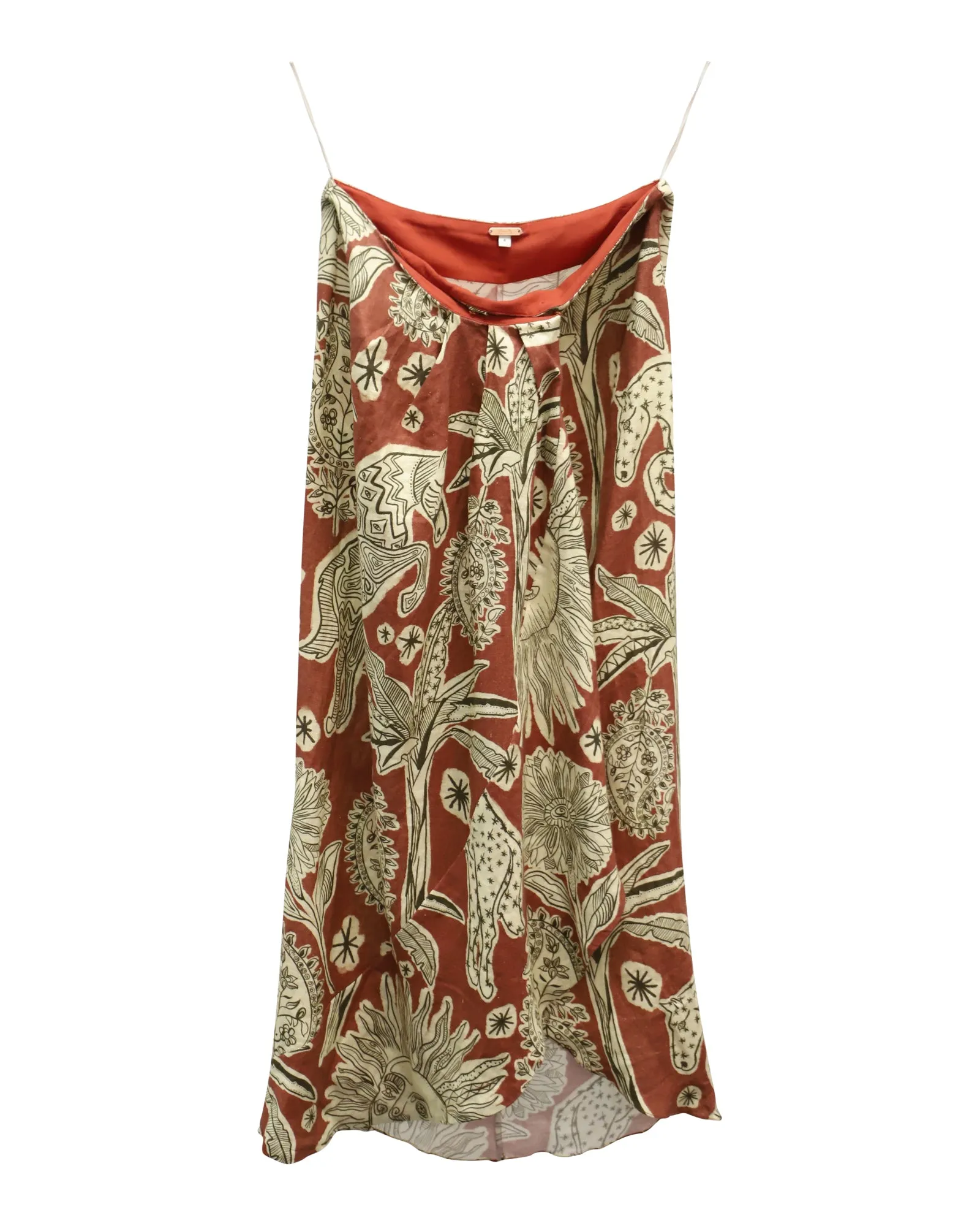 Johanna Ortiz Sunset Riders Printed Wrap Midi Skirt in Multicolor Linen